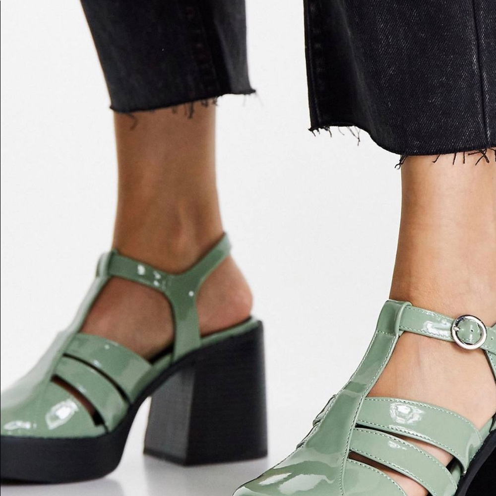 ASOS Sage patent cutout block heel